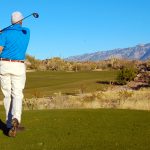 Following a tee shot at the beautiful golf course in the Stone Canyon Club in Tucson Arizona