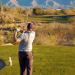 Teeing off at the golf course at the Stone Canyon Club in Tucson Arizona