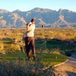 Teeing off on the 18th hole at the stone canyon club which overlooks the gorgeous course in Tucson Arizona