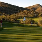 Starr Pass Golf Club - A green with views of the saguaro covered hills in the Tucson Arizona golf home community