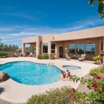 Backyard of the luxury home in Tucson Arizona off of the south course at the Gallery at Dove Mountain