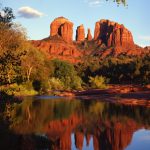 Cathedral rocks reflecting of the lake